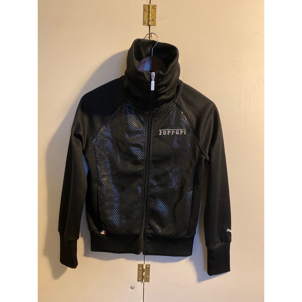 Puma Ferrari Track Jacket Womens Size S Black Excellent Full Zip Funnel Neck